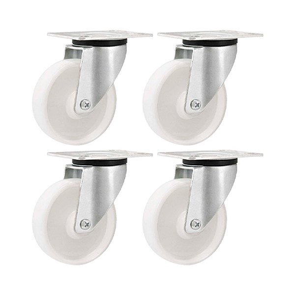 KIT 4 UN RODÍZIO RODA GIRATÓRIO NYLON AÇO 5" 127MM