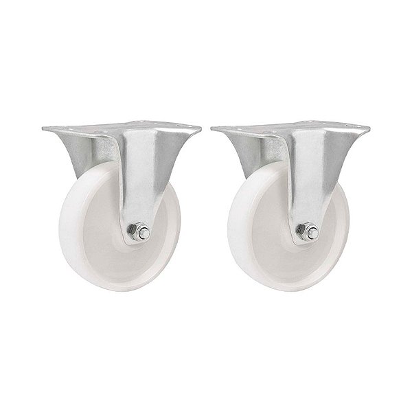 KIT 2 UN RODÍZIO RODA FIXO NYLON AÇO ZINCADO 4" 101MM 130KG