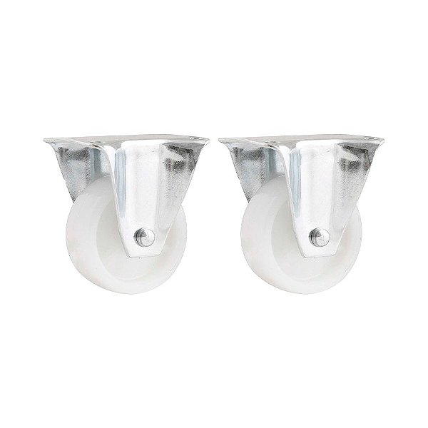 KIT 2 UN RODÍZIO RODA FIXO NYLON AÇO ZINCADO 1" 25MM 10KG