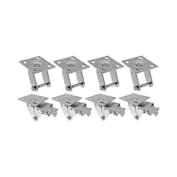 KIT 8 UN SUPORTE GARFO GIRATÓRIO FREIO 8 POL P/RODÍZIO