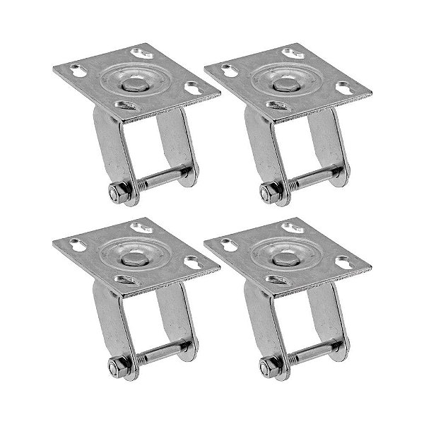 KIT 4 UN SUPORTE GARFO GIRATÓRIO 8 POL P/RODÍZIO