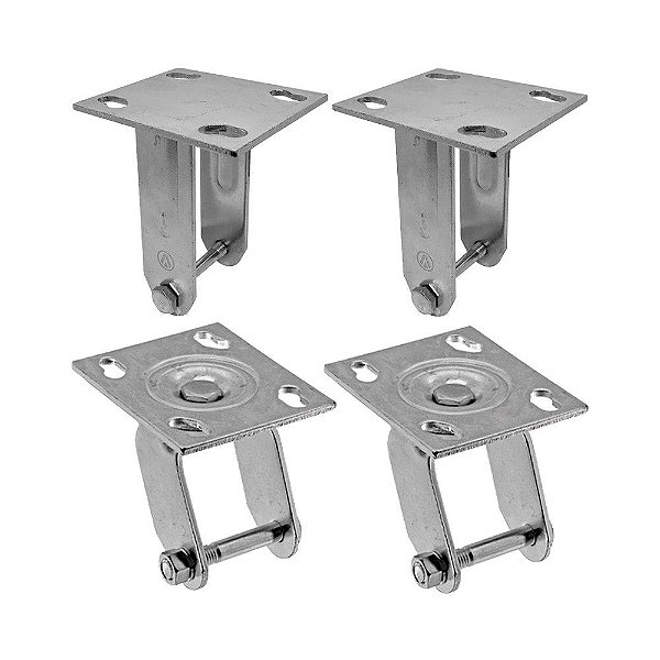 KIT 4 UN SUPORTE GARFO FIXO E GIRATÓRIO  POL P/RODÍZIO