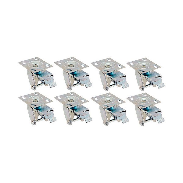 KIT 8 UN SUPORTE GARFO GIRATÓRIO FREIO 5 POL P/ RODÍZIO