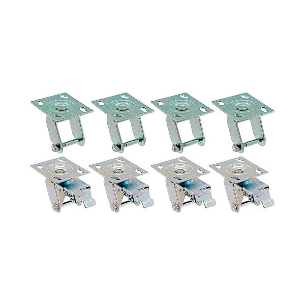 KIT 8 UN SUPORTE GARFO GIRATÓRIO FREIO 5 POL P/ RODÍZIO
