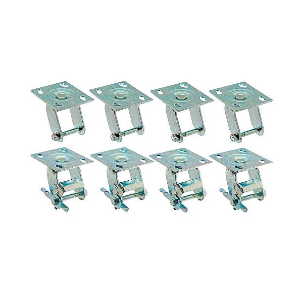 KIT 8 UN SUPORTE GARFO GIRATÓRIO FREIO 5 POL P/ RODÍZIO