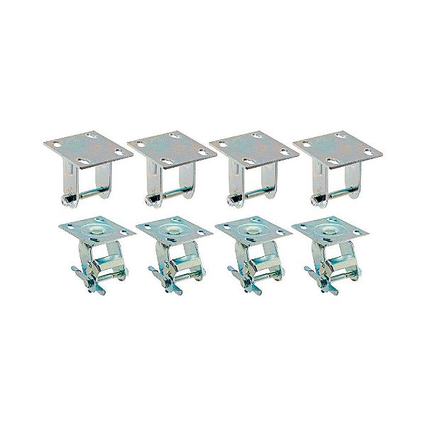 KIT 8 UN SUPORTE GARFO FIXO E GIRATÓRIO FREIO 4POL P/RODÍZIO