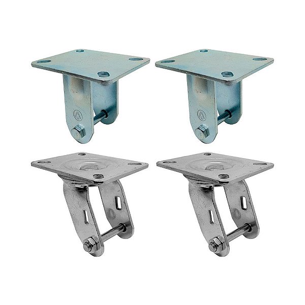 KIT 4 UN SUPORTE GARFO FIXO E GIRATÓRIO 5 POL P/ RODÍZIO