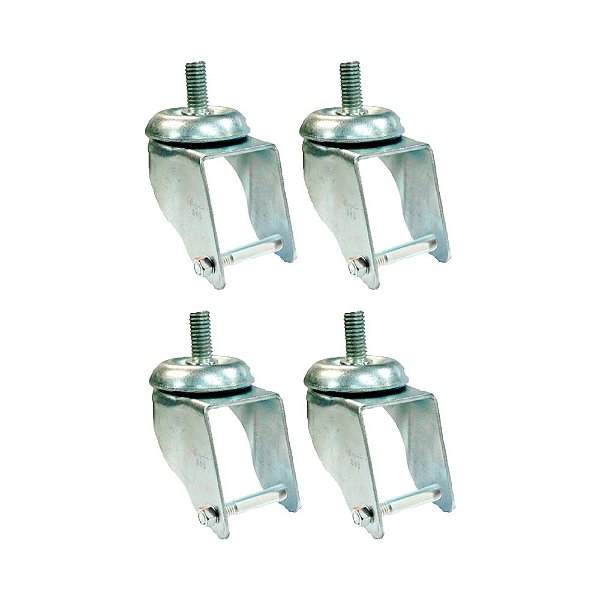 KIT 4 UN SUPORTE GARFO GIRATÓRIO ROSCA 3 POL P/ RODÍZIO