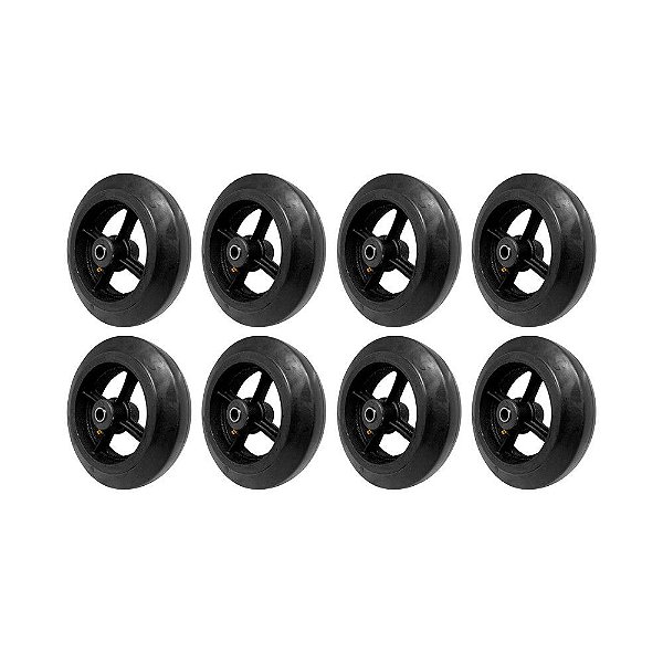 KIT 8 UN RODA BORRACHA MOLDADA 8 POL 250KG P/ RODÍZIO