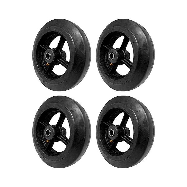 KIT 4 UN RODA BORRACHA MOLDADA 8 POL 250KG P/ RODÍZIO