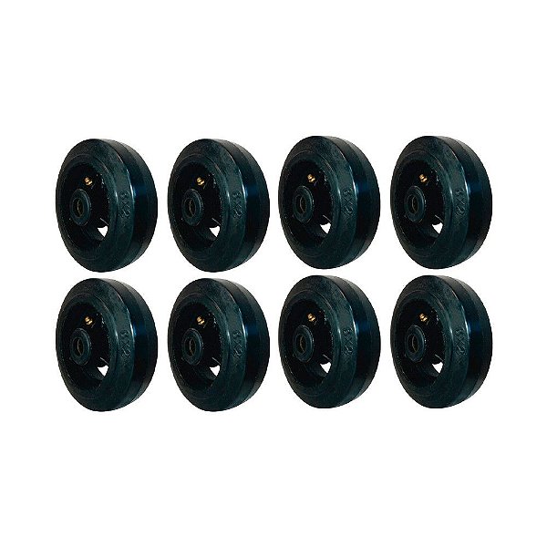 KIT 8 UN RODA BORRACHA MOLDADA 6 POL 220KG P/ RODÍZIO