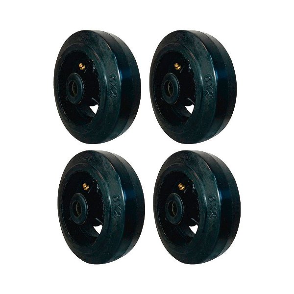KIT 4 UN RODA BORRACHA MOLDADA 6 POL 220KG P/ RODÍZIO