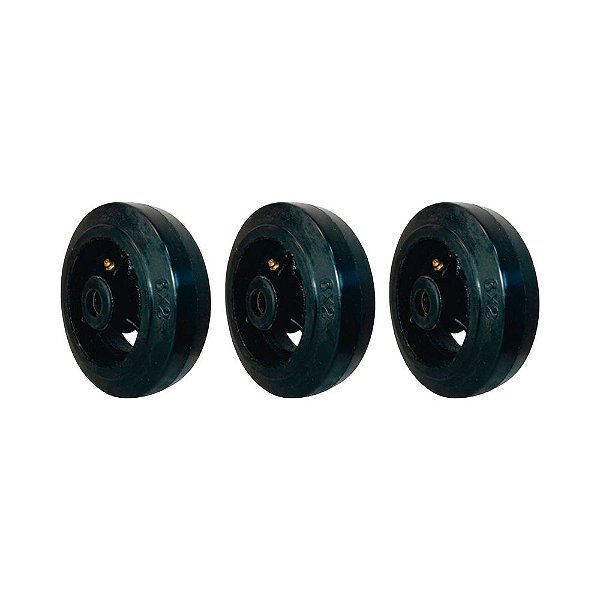 KIT 3 UN RODA BORRACHA MOLDADA 6 POL 220KG PARA RODÍZIO