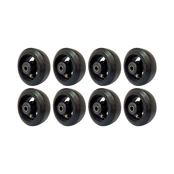 KIT 8 UN RODA BORRACHA MOLDADA 5 POL 180KG P/ RODÍZIO