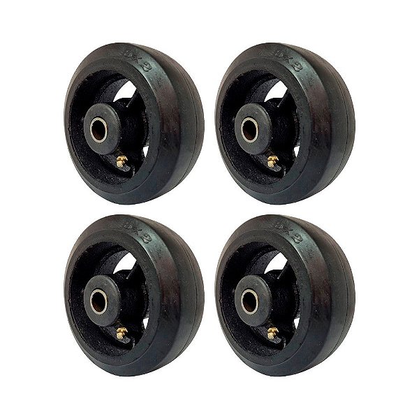 KIT 4 UN RODA BORRACHA MOLDADA 5 POL 180KG P/ RODÍZIO