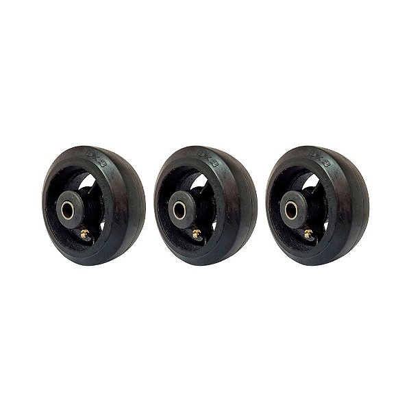 KIT 3 UN RODA BORRACHA MOLDADA 5 POL 180KG PARA RODÍZIO