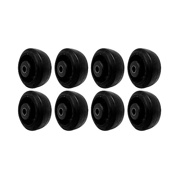 KIT 8 UN RODA BORRACHA MOLDADA 4 POL 150KG P/ RODÍZIO