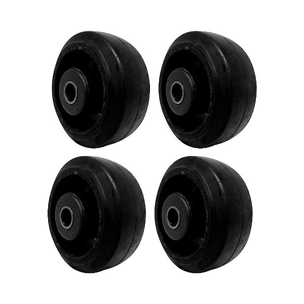 KIT 4 UN RODA BORRACHA MOLDADA 4 POL 150KG P/ RODÍZIO