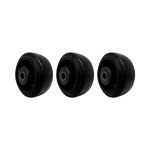 KIT 3 UN RODA BORRACHA MOLDADA 4 POL 150KG PARA RODÍZIO