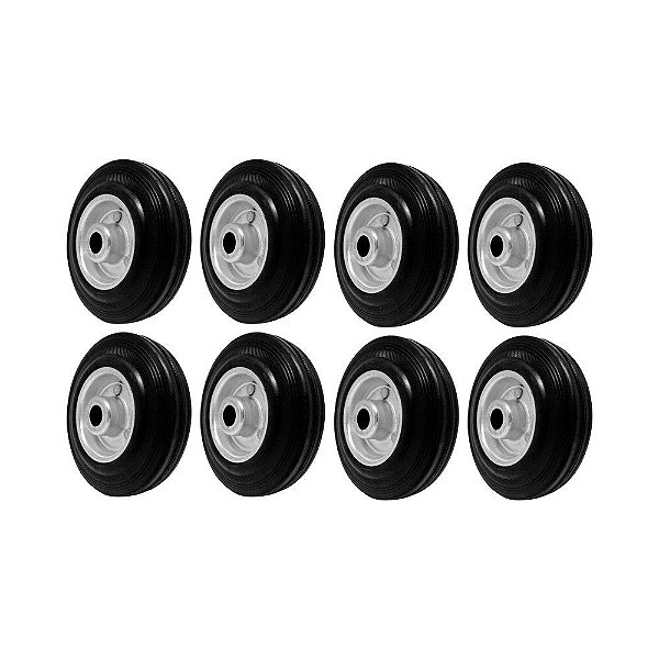 KIT 8 UN RODA 512 MACIÇA BORRACHA 5 POL 100KG P/ RODÍZIO