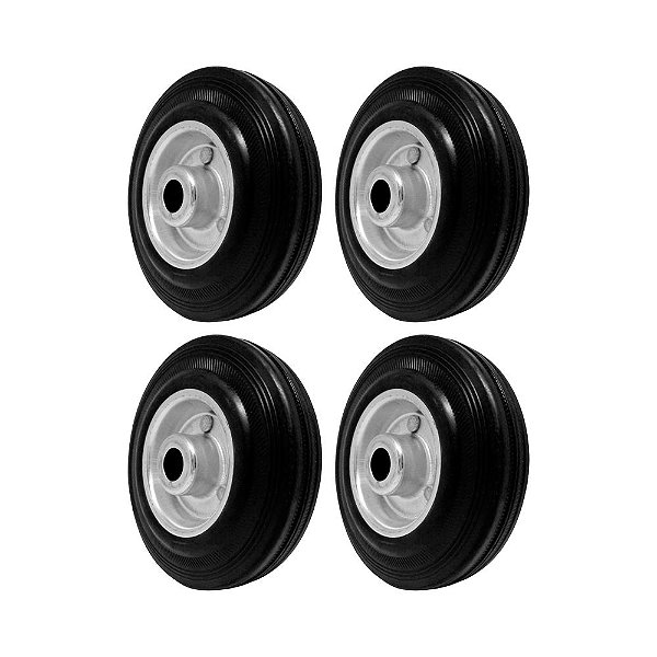 KIT 4 UN RODA 512 MACIÇA BORRACHA 5 POL 100KG P/ RODÍZIO