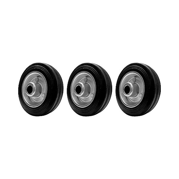 KIT 3 UN RODA 412 MACIÇA BORRACHA 4 POL 60KG PARA RODÍZIO