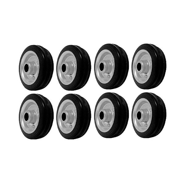 KIT 8 UN RODA 312 MACIÇA BORRACHA 3 POL 40KG P/ RODÍZIO