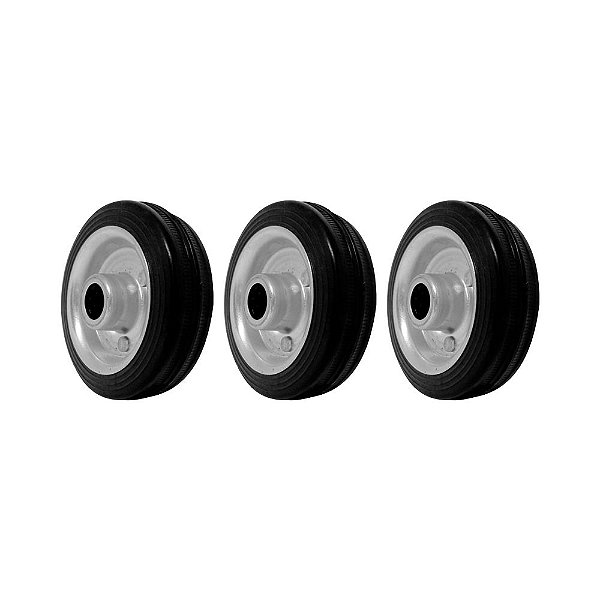 KIT 3 UN RODA 312 MACIÇA BORRACHA 3 POL 40KG PARA RODÍZIO