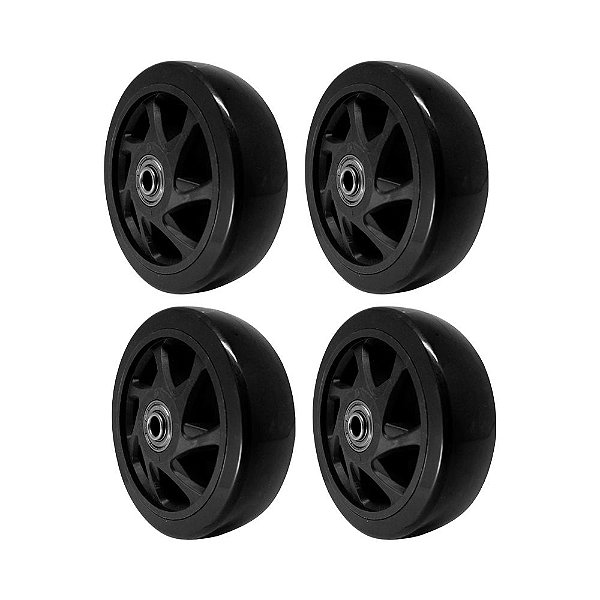 KIT 4 UN RODA PVC PRETO 5 POL 110KG PARA RODÍZIO