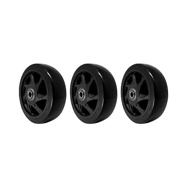 KIT 3 UN RODA PVC PRETO 5 POL 110KG PARA RODÍZIO
