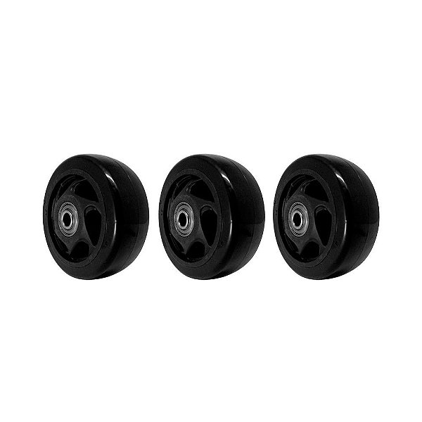 KIT 3 UN RODA PVC PRETO 4 POL 100KG PARA RODÍZIO