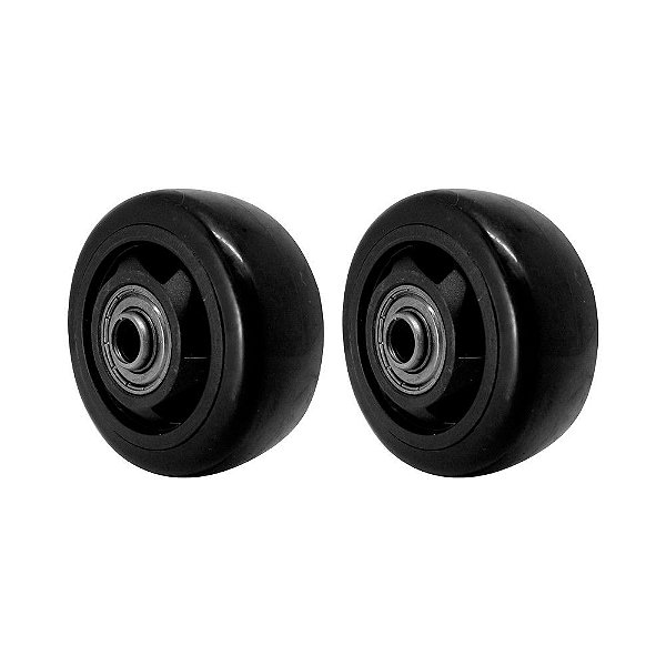 KIT 2 UN RODA PVC PRETO 3 POL 80KG PARA RODÍZIO