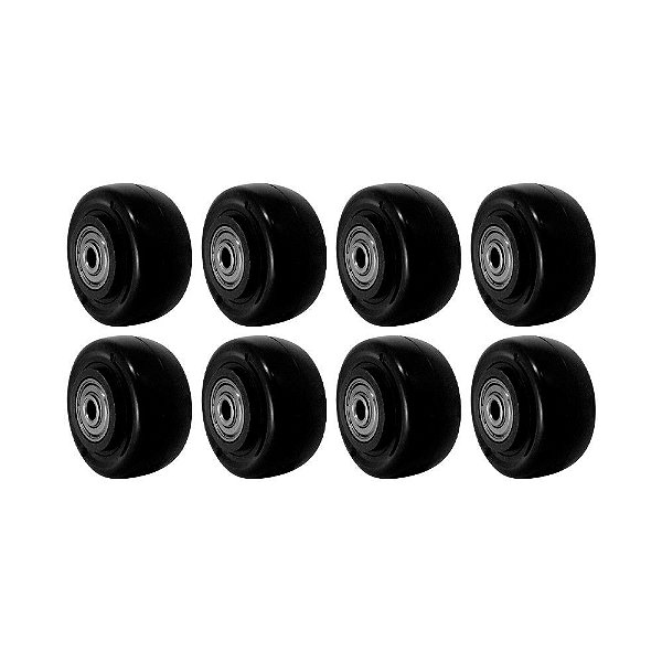 KIT 8 UN RODA PVC PRETO 2 POL 50KG P/ RODÍZIO