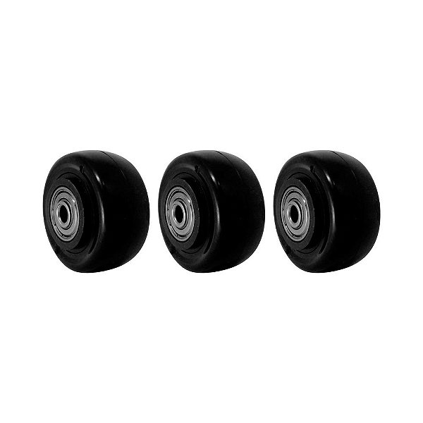 KIT 3 UN RODA PVC PRETO 2 POL 50KG PARA RODÍZIO