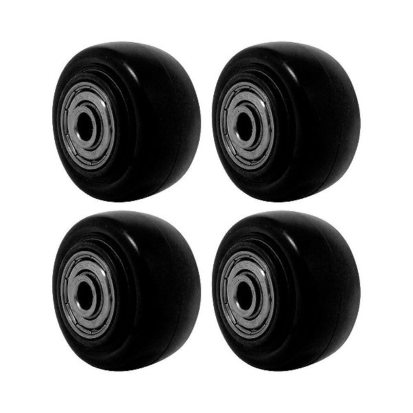 KIT 4 UN RODA PVC PRETO 1.5/8 POL 40KG PARA RODÍZIO