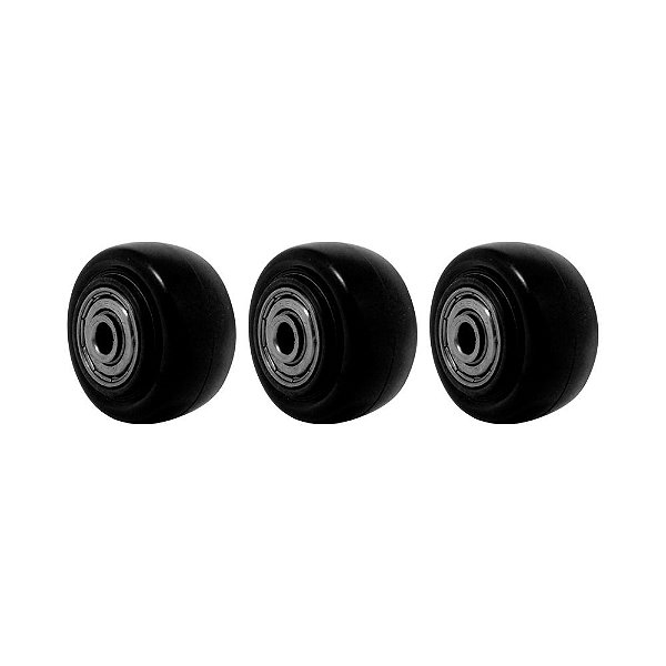 KIT 3 UN RODA PVC PRETO 1.5/8 POL 40KG P/ RODÍZIO