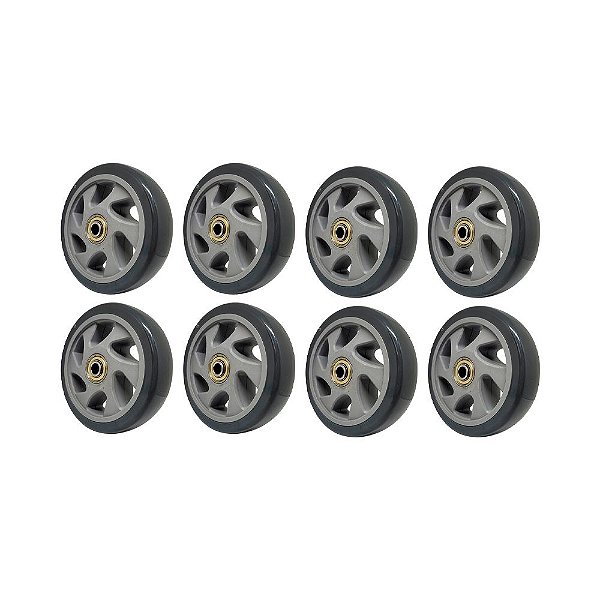 KIT 8 UN RODA PVC CINZA 5 POL 110KG P/ RODÍZIO