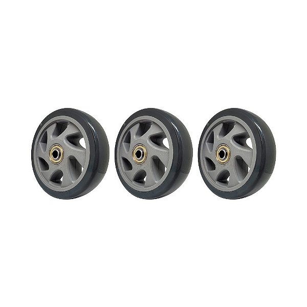 KIT 3 UN RODA PVC CINZA 5 POL 110KG PARA RODÍZIO
