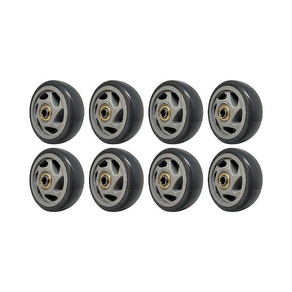 KIT 8 UN RODA PVC CINZA 4 POL 100KG P/ RODÍZIO