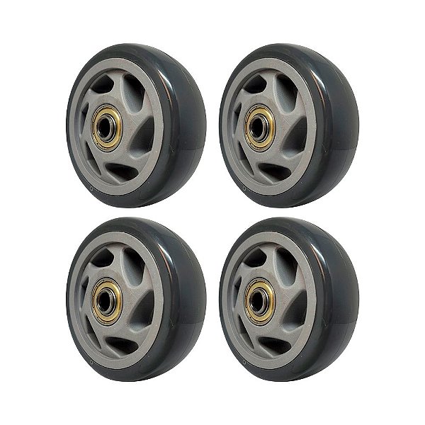 KIT 4 UN RODA PVC CINZA 4 POL 100KG PARA RODÍZIO