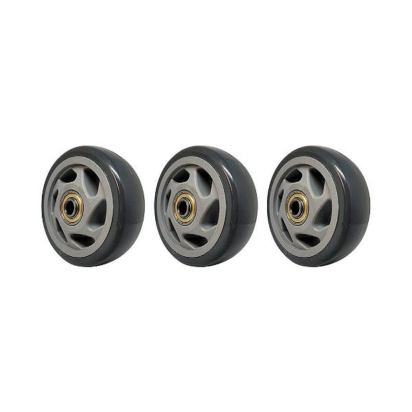 KIT 3 UN RODA PVC CINZA 4 POL 100KG PARA RODÍZIO