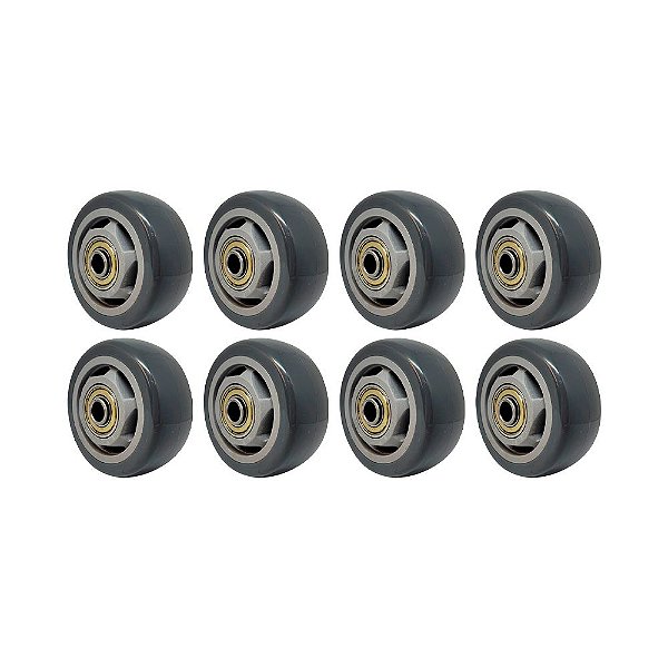 KIT 8 UN RODA PVC CINZA 3 POL 80KG P/ RODÍZIO