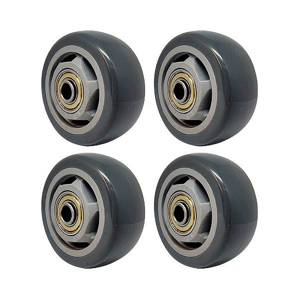 KIT 4 UN RODA PVC CINZA 3 POL 80KG PARA RODÍZIO