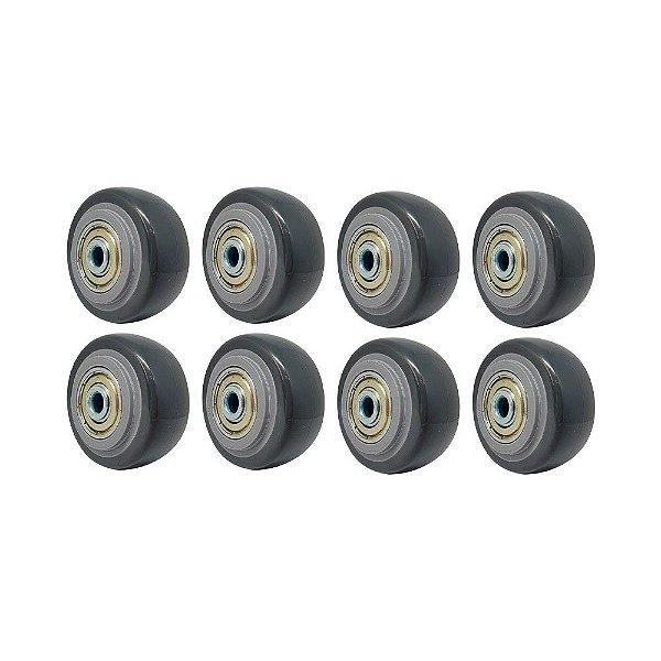 KIT 8 UN RODA PVC CINZA 2 POL 50KG P/ RODÍZIO