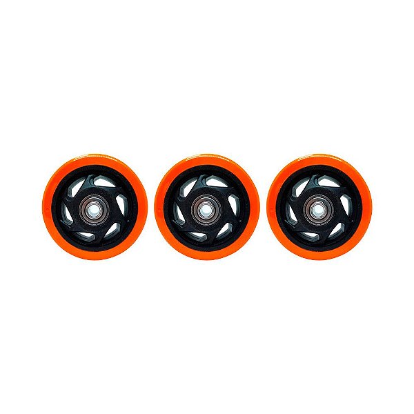 KIT 3 UN RODA PVC LARANJA 5 POL 110KG PARA RODÍZIO