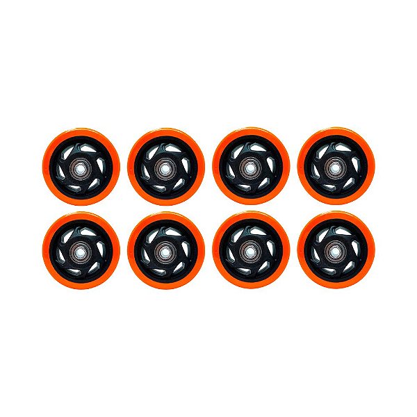 KIT 8 UN RODA PVC LARANJA 4 POL 100KG P/ RODÍZIO