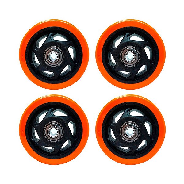 KIT 4 UN RODA PVC LARANJA 4 POL 100KG PARA RODÍZIO