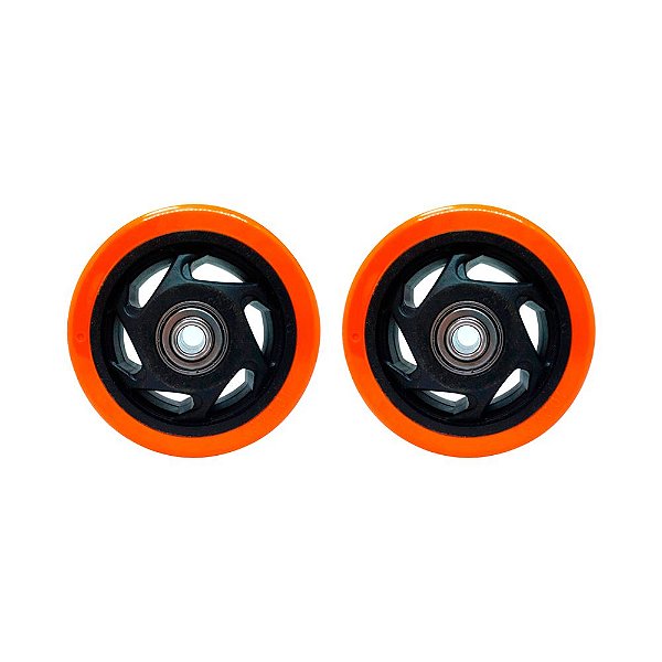 KIT 2 UN RODA PVC LARANJA 4 POL 100KG PARA RODÍZIO