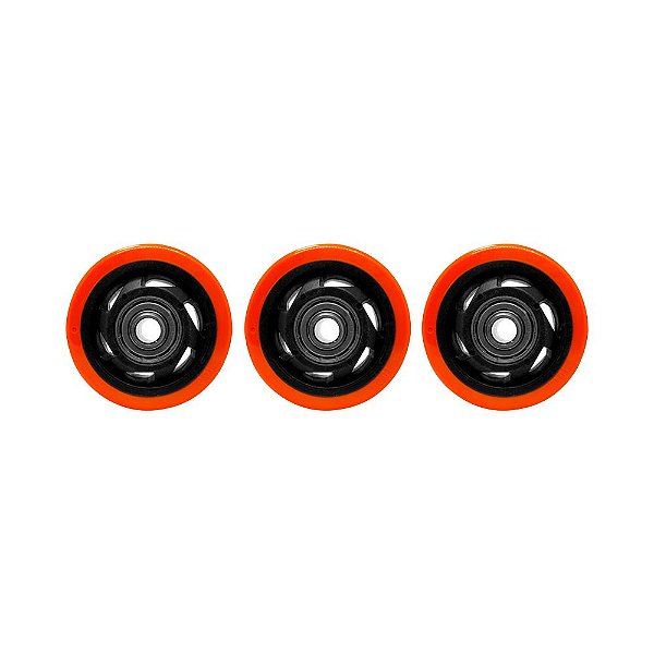 KIT 3 UN RODA PVC LARANJA 3 POL 80KG PARA RODÍZIO