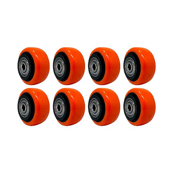 KIT 8 UN RODA PVC LARANJA 2 POL 50KG P/ RODÍZIO